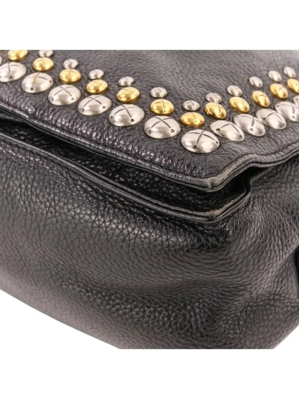 Loewe Flamenco Studs Leather Shoulder Bag Black